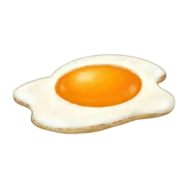 Uovo fritto disegnato a mano acquerello illustrazione — Foto Stock