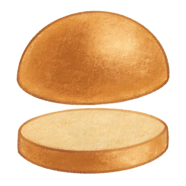 Klassisches Brötchen für Burger handgezeichnete Illustration — Stockfoto