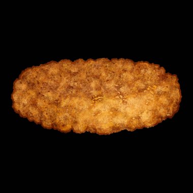 Kızarmış tavuk pirzolası elle çizilmiş suluboya çizimi. Siyah arkaplanda izole edilmiş menü tasarımı için Amerikan abur cuburu