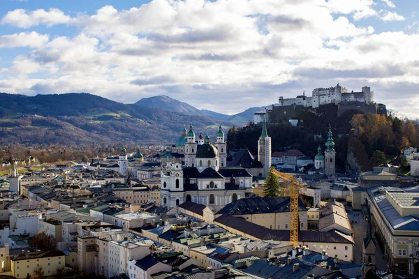 Панорамний Вид Місто Середньовічний Замок Зальцбург Австрія — стокове фото
