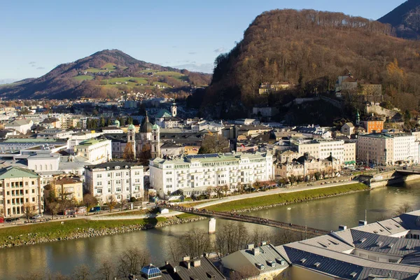 Панорамний Вид Місто Зальцбург Австрія — стокове фото