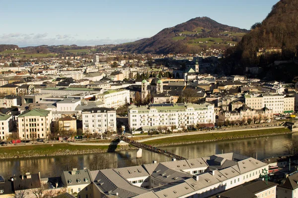 Panoramautsikt Över Staden Salzburg Austria — Stockfoto