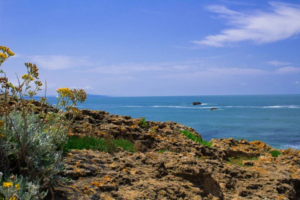Вид Океан Узбережжя Сонячний День Bèreritz France — стокове фото