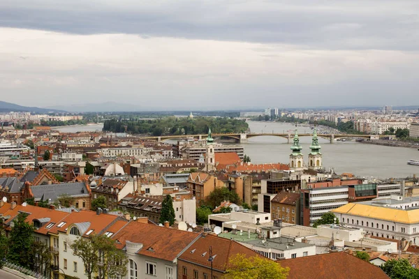 Vista Panorâmica Cidade Rio Ilha Budapeste Hungria — Fotografia de Stock