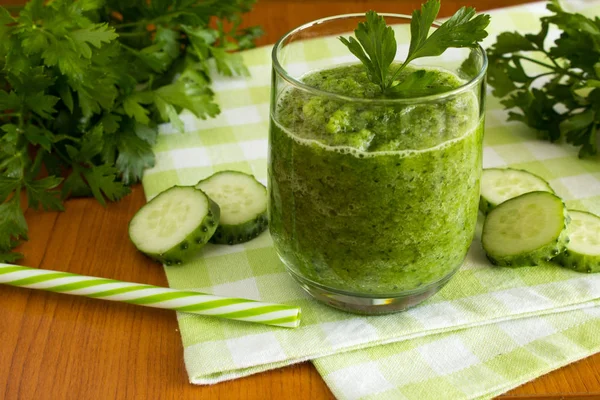 Smoothie Com Pepino Guardanapo Verde — Fotografia de Stock