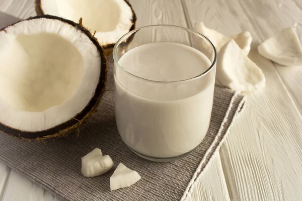 Leche Coco Vaso Servilleta Gris — Foto de Stock