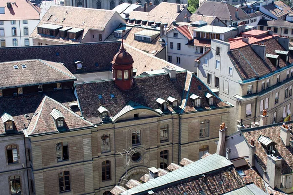 Vista Panoramica Dall Alto Verso Città Nella Giornata Estiva Geneva — Foto Stock