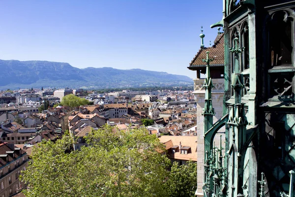 Panoramautsikt Från Ovan Till Staden Sommardagen Genève Schweiz — Stockfoto