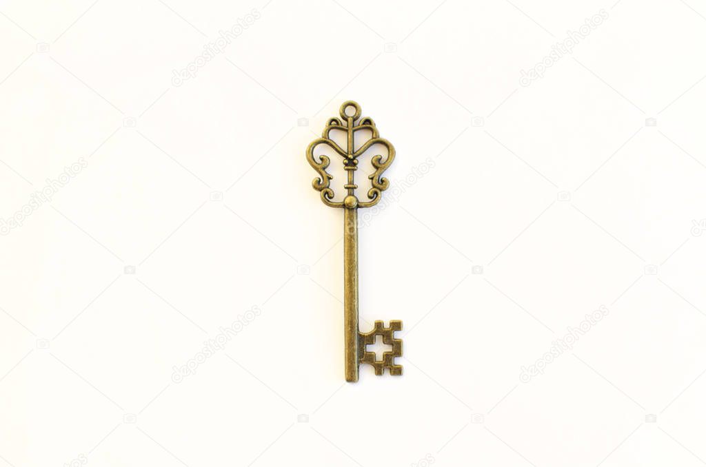 Decorative keys of different sizes, stylized antique on a white background.