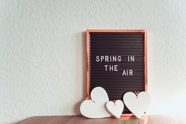 Spring Air Text Dark White Background Inscription Copy Space — Stock Photo, Image