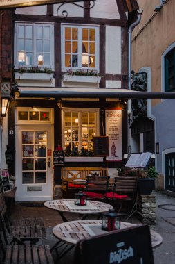 Bremen, Almanya, Ocak, 2019 - Bremen, Almanya tarihi Schnoorviertel renkli evleri