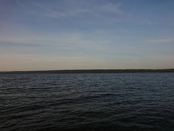 Varm Kväll Solnedgång Stranden Floden Volga — Stockfoto