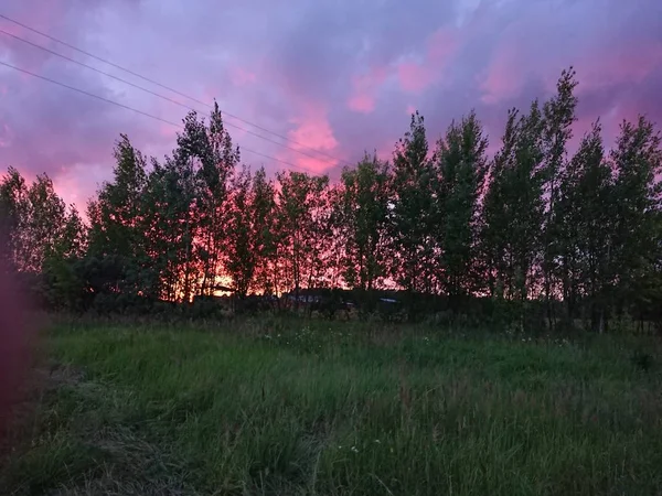Dorf Der Nähe Von Kasan Warmer Sommerabend Sonnenuntergang — Stockfoto