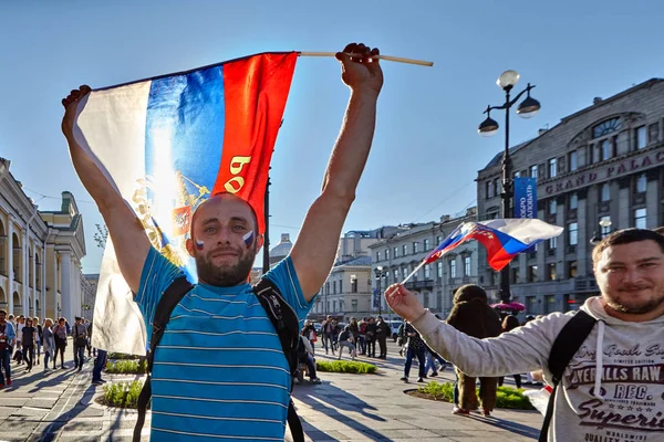 San Petersburgo Rusia Junio 2018 Los Aficionados Selección Fútbol Ruso — Foto de Stock