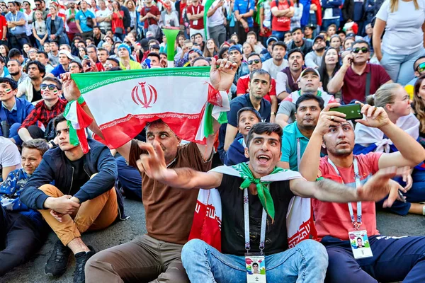 Sankt Petersburg Ryssland Juni 2018 Iranska Anhängare Nationella Team Iran — Stockfoto