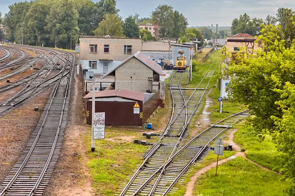 Vitebsk Białoruś Lipca 2018 Przemysłowy Krajobraz Torów Kolejowych Spichlerzy Środku — Zdjęcie stockowe