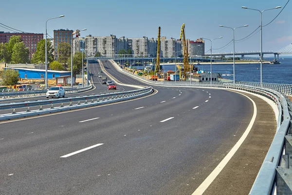 Petersburg Russia July 2018 Makarov Embankment Intersection Western Speed Diameter — Stock Photo, Image