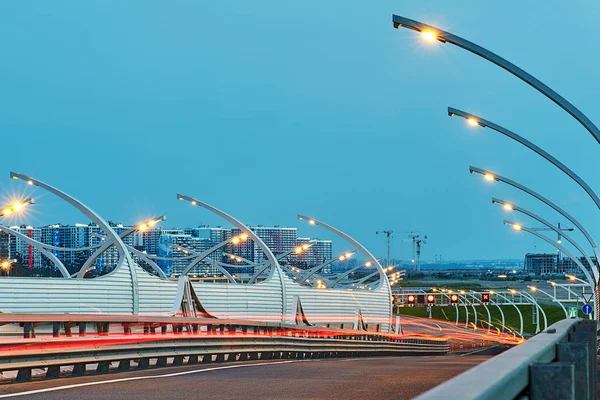 Petersburg Russia August 2018 Illuminated Western High Speed Diameter Highway — Stock Photo, Image