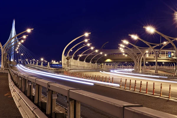 San Petersburgo Rusia Agosto 2018 Vista Nocturna Autopista San Petersburgo — Foto de Stock