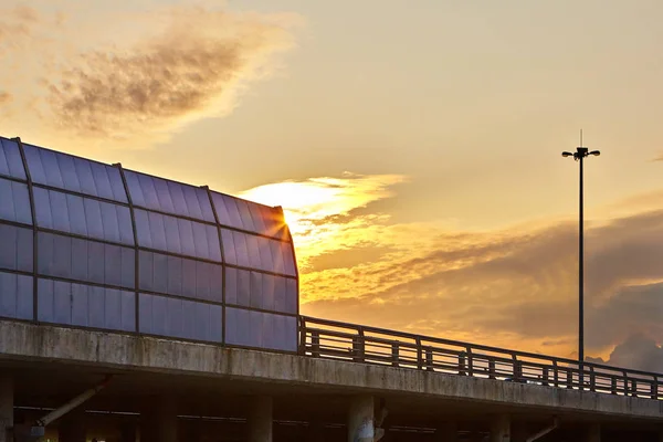 Petersburg Russia August 2018 Highway Sound Proof Barrier Panel Ring — Stock Photo, Image