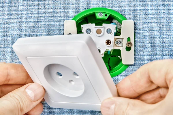 Household electrical outlet in disassembled state. — Stock Photo, Image