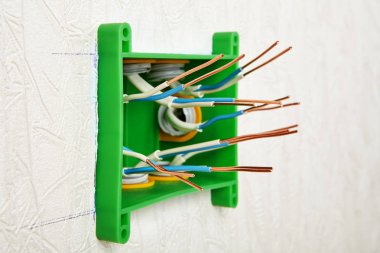 Elektrik dağıtım kutusundaki bakır teller.