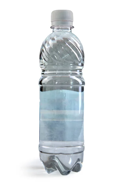 白地に隔離された半リットルの瓶の中の純飲料水 — ストック写真
