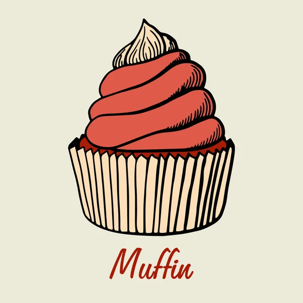 Muffin Semplice Illustrazione Cupcake Con Sapori Diversi Biscotto Muffin Disegnato — Vettoriale Stock