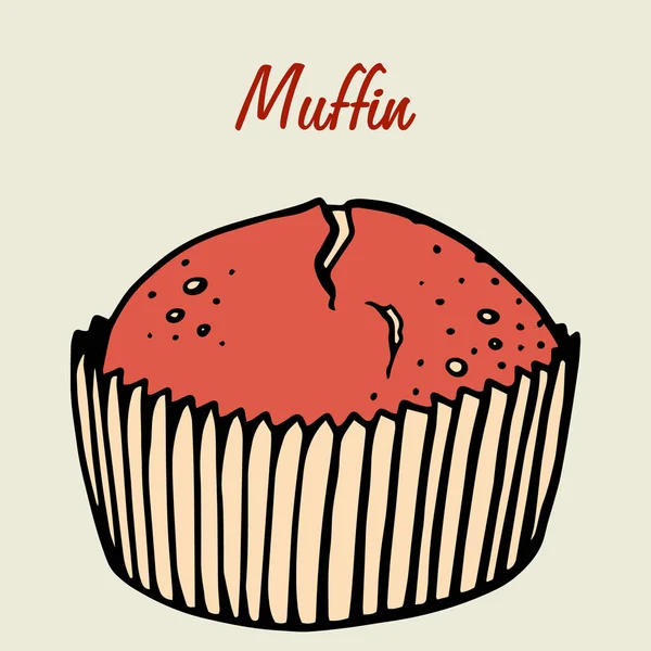 Muffin Semplice Illustrazione Cupcake Con Sapori Diversi Biscotto Muffin Disegnato — Vettoriale Stock