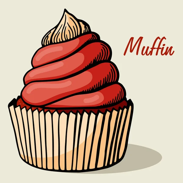 Muffin Semplice Illustrazione Cupcake Con Sapori Diversi Biscotto Muffin Disegnato — Vettoriale Stock