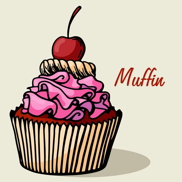 Muffin Semplice Illustrazione Cupcake Con Sapori Diversi Biscotto Muffin Disegnato — Vettoriale Stock