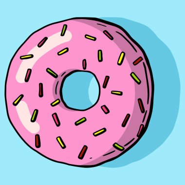 Jöleli çörek. Jöle ve ısırıkla izole edilmiş çörek, renkli yenmiş çikolatalı börek ya da karamel çemberli çörek.