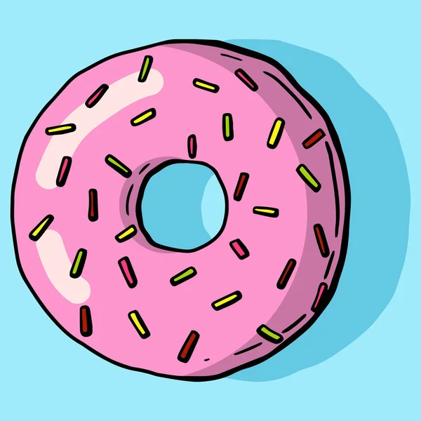 Geglazuurde Donut Geïsoleerde Donut Met Glazuur Beet Kleurrijk Gegeten Chocolade — Stockvector