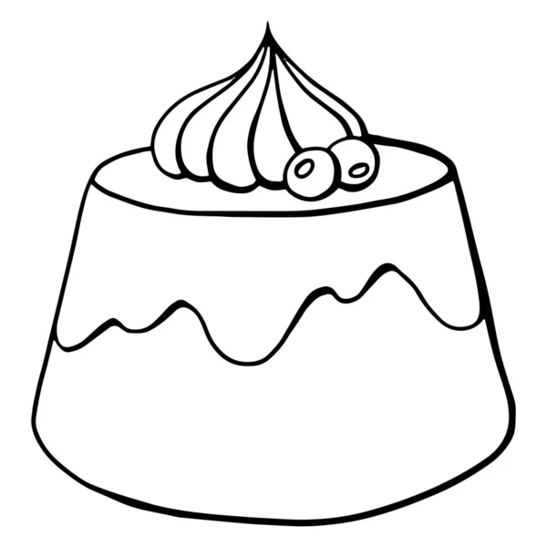 Dessert Icône Pudding Dessiné Main Vectoriel Pour Café Menu Conception — Image vectorielle