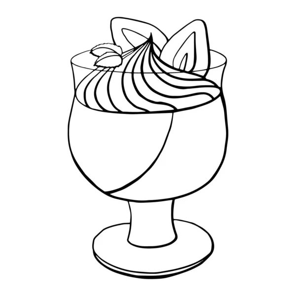 Vector Hand Drawn Pudding Icon Badge Dessert Design Menu Cafe — Stock Vector