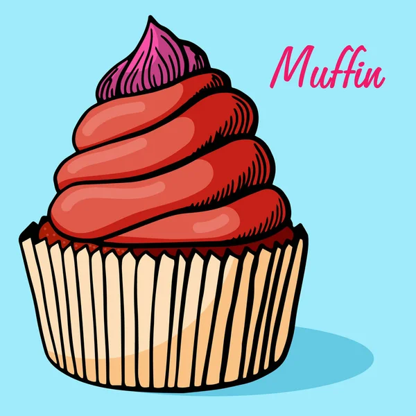 Muffin Semplice Illustrazione Cupcake Con Sapori Diversi Biscotto Muffin Disegnato — Vettoriale Stock