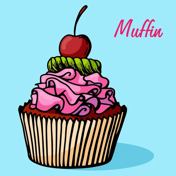 Muffin Semplice Illustrazione Cupcake Con Sapori Diversi Biscotto Muffin Disegnato — Vettoriale Stock