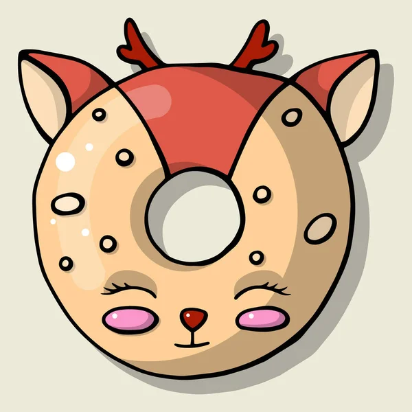 Animales de donut lindos vidriosos. Donuts aislados con esmalte y mordedura — Vector de stock