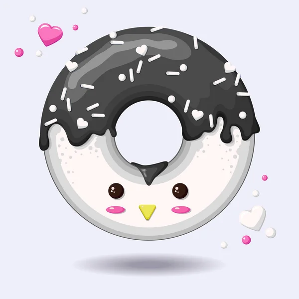 Glazed bonitinho donut animais. Donuts isolados com esmalte e mordida —  Vetores de Stock