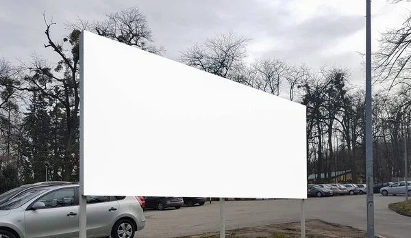 Gran Ciudad Aire Libre Urban White Blank Anuncio Billboard Banner —  Fotos de Stock