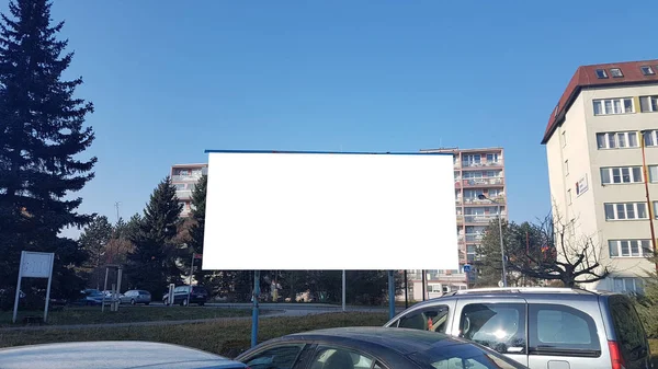 Grande Cidade Livre Urbano Branco Blank Publicidade Billboard Banner Sign — Fotografia de Stock