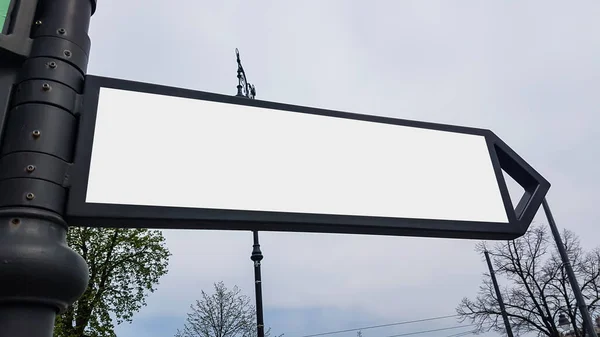 Stora Utomhus Staden Urban Vit Blank Annons Billboard Banner Sign — Stockfoto