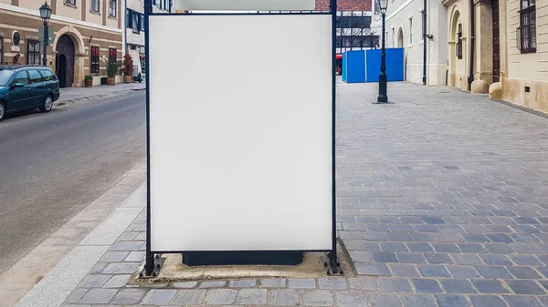 Große Outdoor Stadt Stadt Weiß Leere Werbung Plakatwand Banner Zeichen — Stockfoto