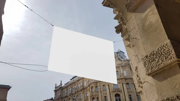 Grote Buiten Stad Stedelijke Witte Lege Reclame Billboard Banner Teken — Stockfoto