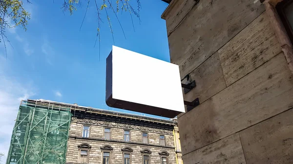 Gran Ciudad Aire Libre Urban White Blank Anuncio Billboard Banner — Foto de Stock