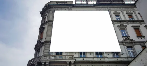 Große Außenstadt Stadt Weiß Leere Werbung Plakatwand Banner Zeichen Mock — Stockfoto