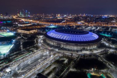 Moskova 'da Luzhniki stadyumunun drone ile çekilen bir havadan görünüm, Rusya, 5 Nisan, 2019