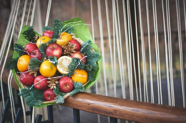 Christmas bouquet. Fruit bouquet. Edible bouquet.