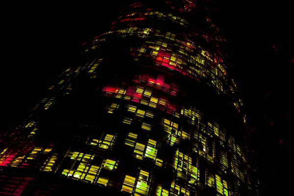 Agbar Tower Night Lights Barcelona — Stock Photo, Image