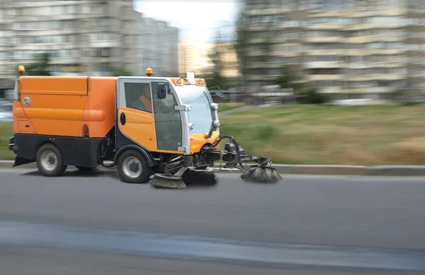 Limpieza Calles Con Una Máquina Especial — Foto de Stock